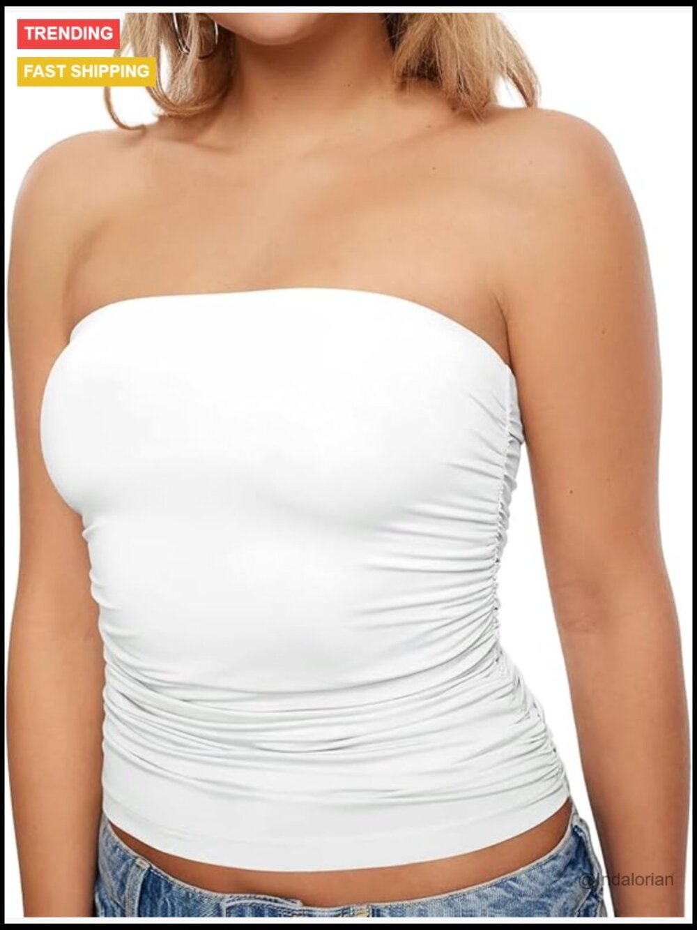 Strapless Tube Top Ruched Bandeau Stretchy Basic Going Out Summer Crop Tank Top